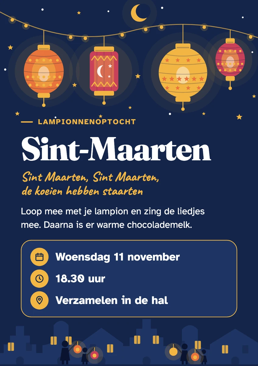 Affiche voor de lampionnenoptocht van Sint-Maarten op woensdag 11 november